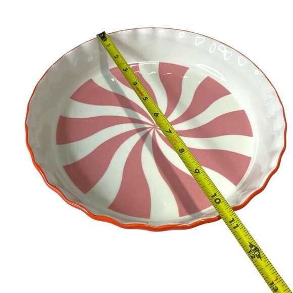 Potter's Studio Peppermint Swirl Christmas Pie Dish Baking Serving Plate Holiday - Picture 6 of 6